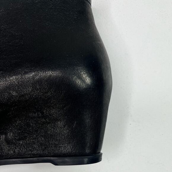 Stuart Weitzman Wedge Leather Ankle Bootie Black Lace Up Soft Comfort Luxury 5.5 - Picture 9 of 12